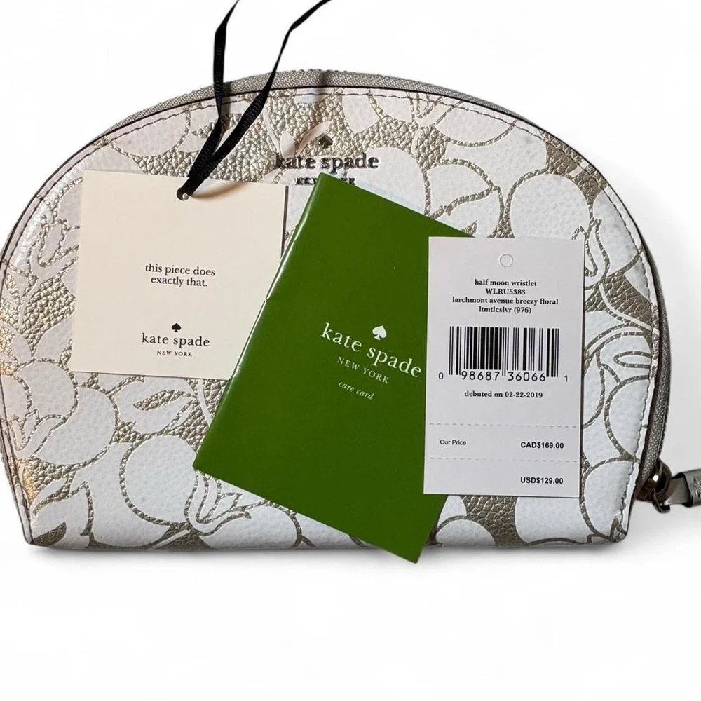 Kate Spade NWT Larchmont Avenue Breezy Floral Half Moon Wristlet - Picture 4 of 5
